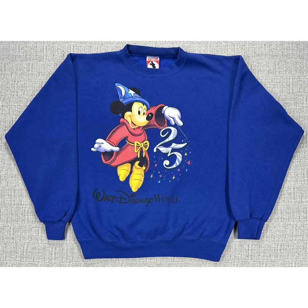 Vintage Mickey Inc Sweatshirt Mens Large Sorcerer Mickey Disney WDW 25th USA 90s